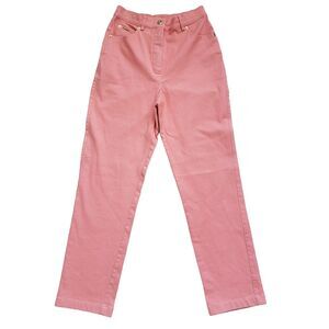 St. John Sport Marie Gray Pants Womens Size 2 Pink Straight Leg Preppy Vintage